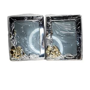 Lot of 2 Beautiful 5 x 7" Frames Gold & Silver Tones Rose Floral Design Gift New